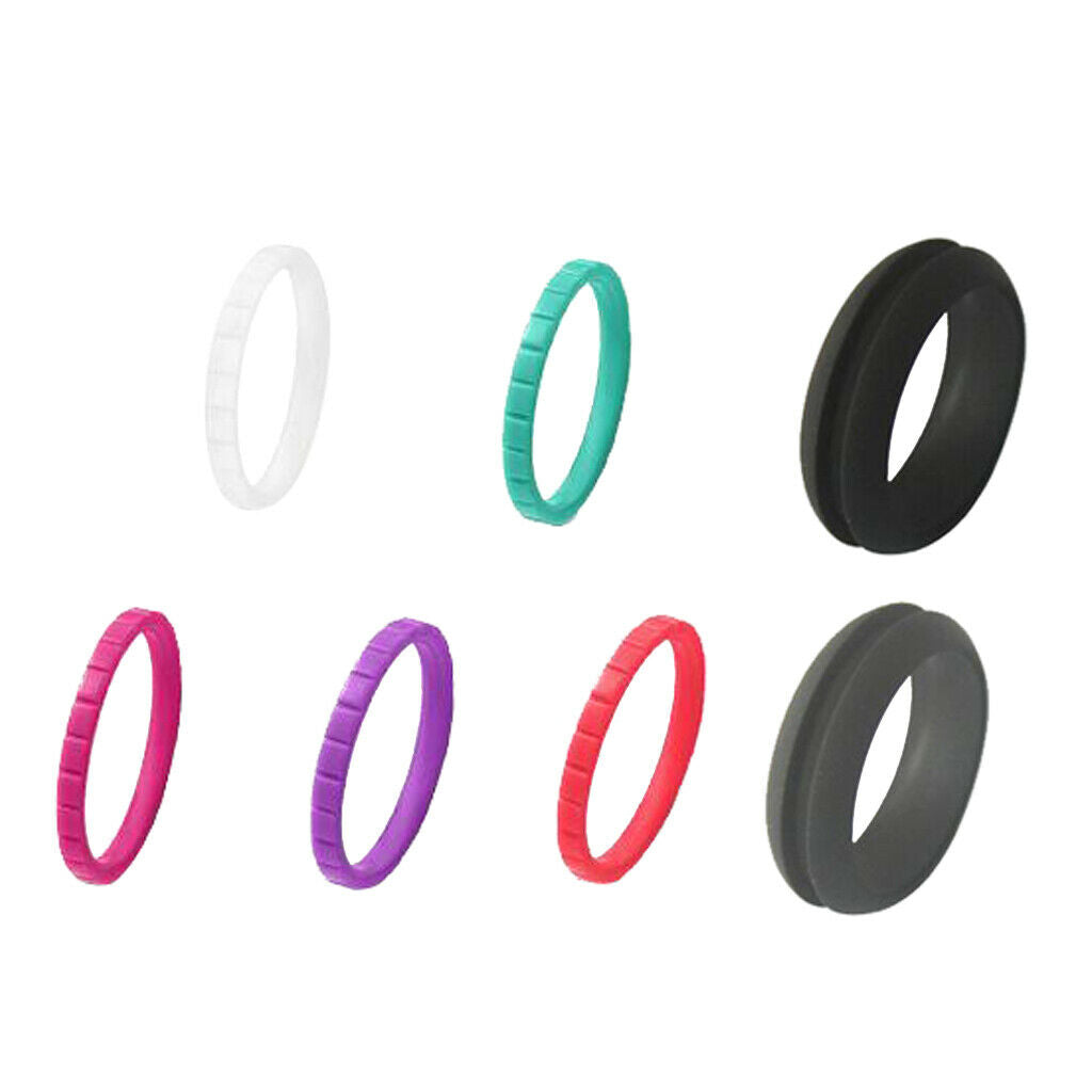 7pcs 8mm Silicone Finger Ring Hand Jewelry Accessory for Sport Yoga Size 8