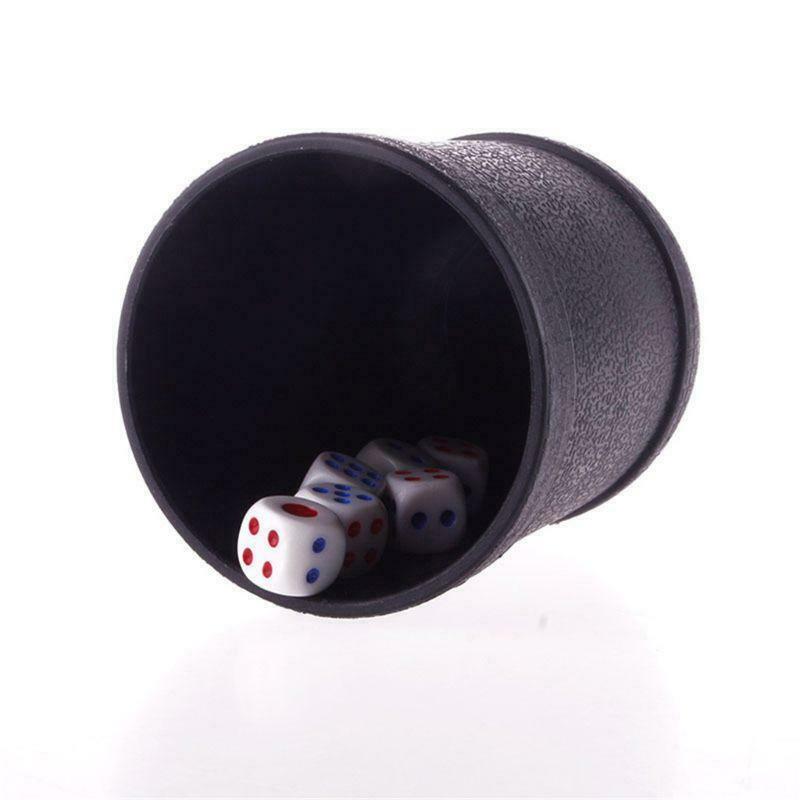 Black PVC Dice Cup Board Game KTV Pub Casino Party Game Dice Box with 5 Dices