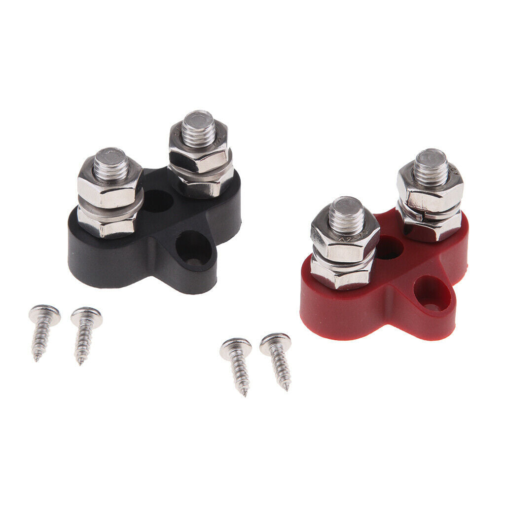 2Pcs Junction Block Power Post Set Insulated Terminal Stud M8 BUS BAR