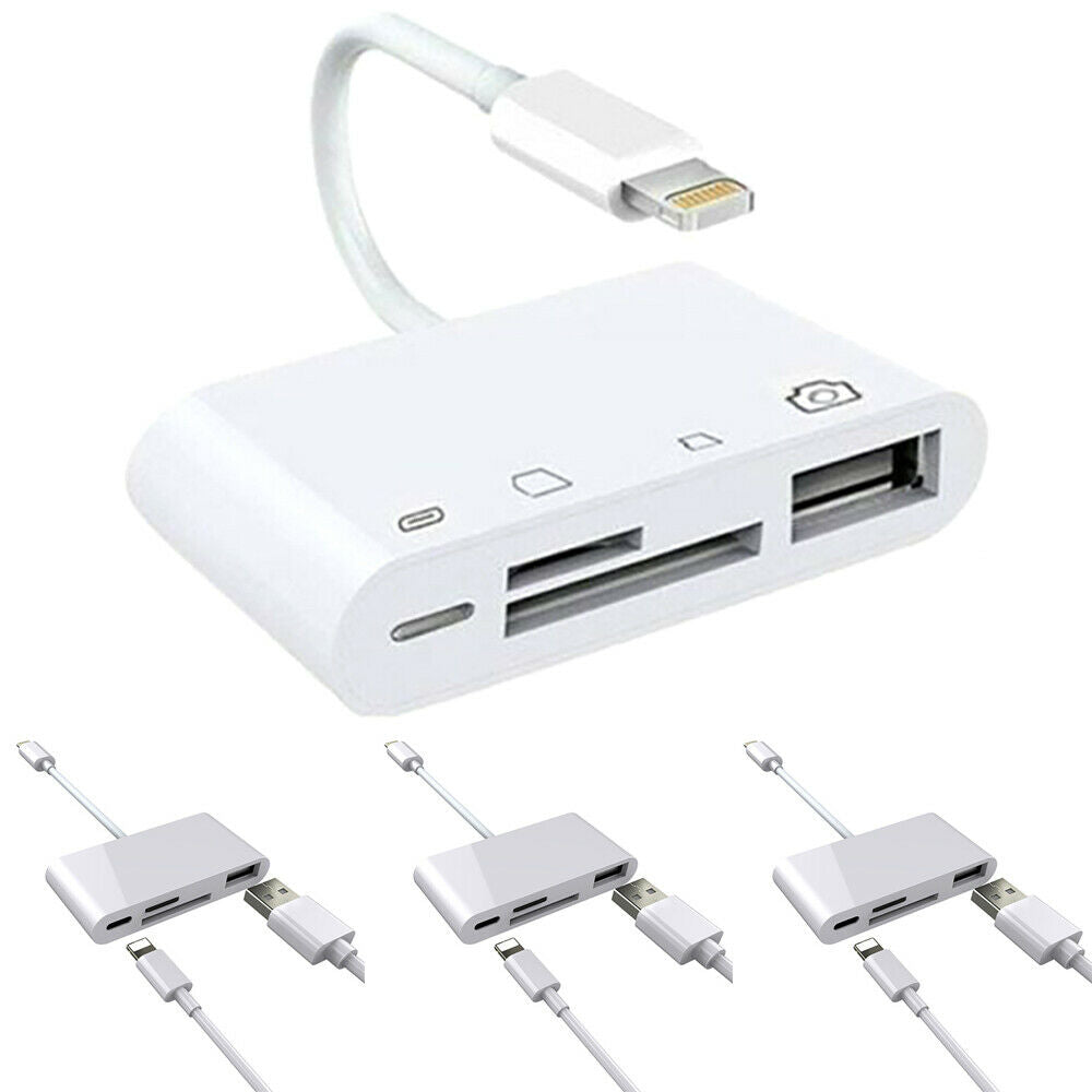 4 in 1 to TF SD Card Reader Camera USB OTG Adapter for iPhones iPad!