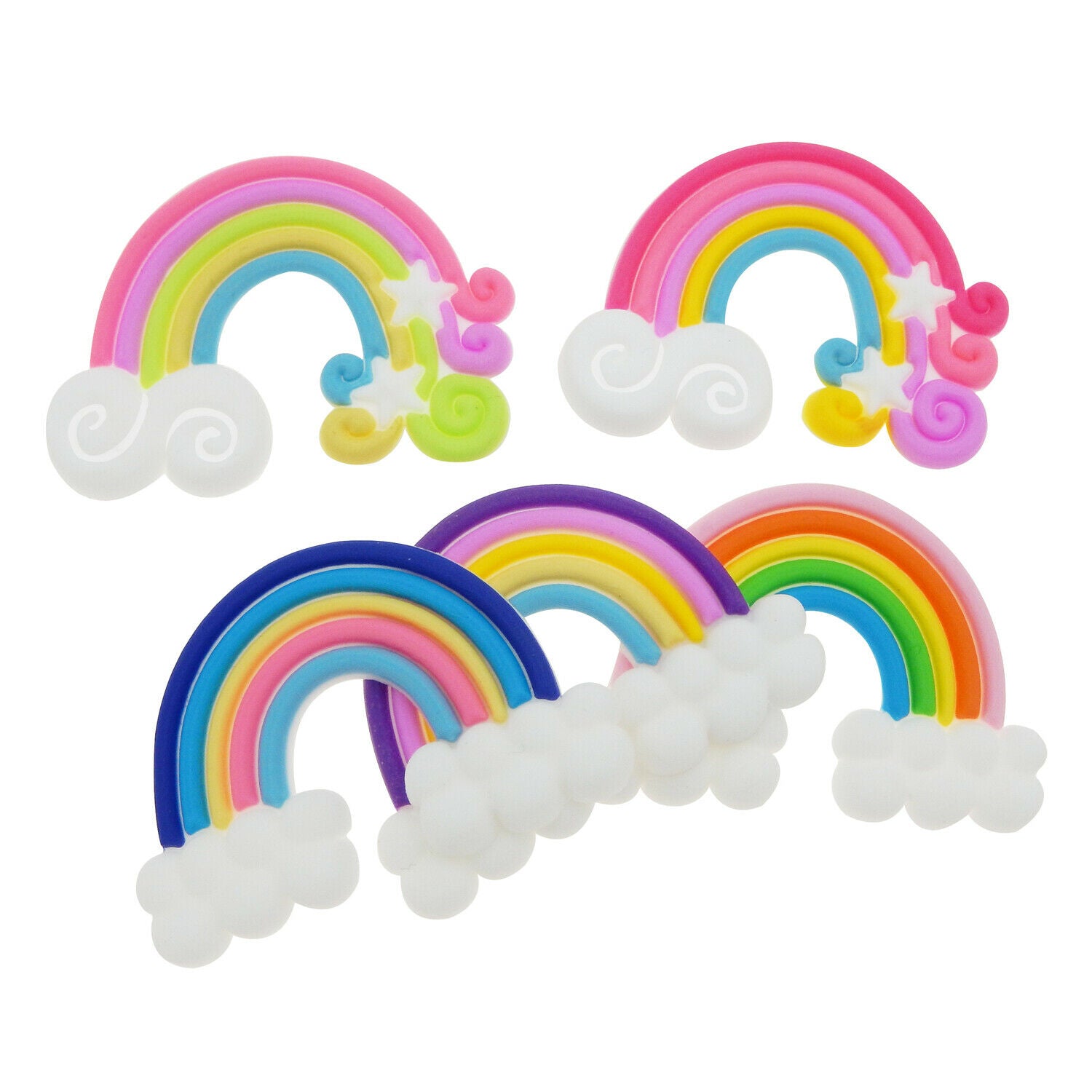 20pcs Random Mixed Polymerclay Rainbow Cloud Flatback Cabochons DIY Accessories