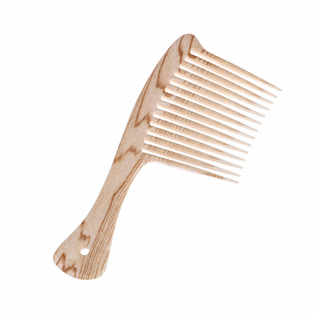 Wooden Wide Tooth Comb Natural Wood Massage Beauty Hair Care Salon Hairdr.l8