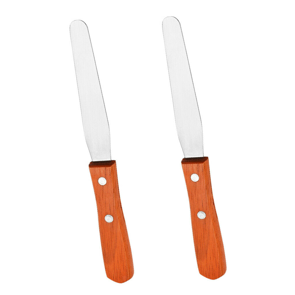 2x Waxing Spatula Metal Wax Mixing Applicator Wood Handle Hair Removal Tools