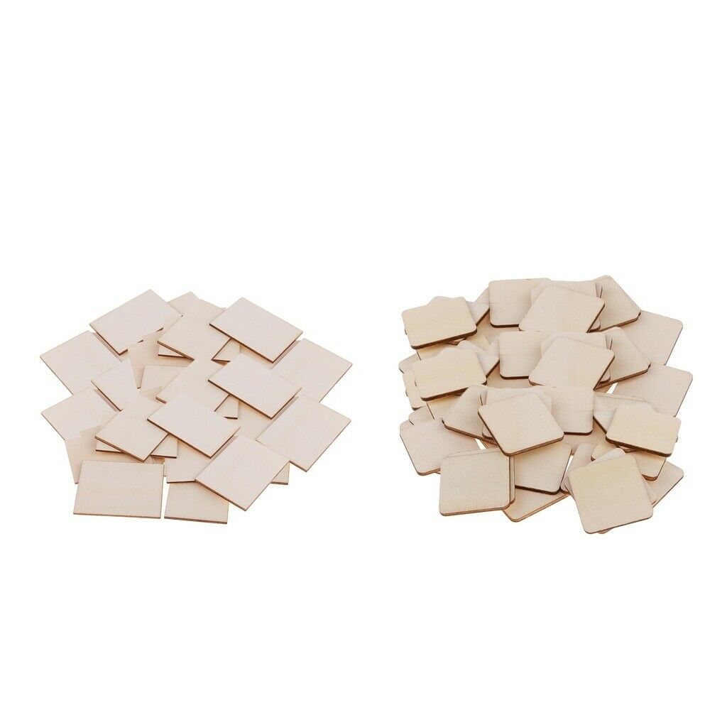 100 Pieces MDF Unfinished Wood Pieces Blank Plaque DIY Arts Crafts  34x34mm