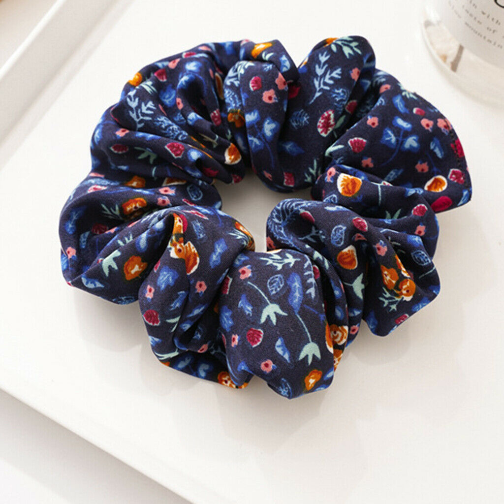 5Pcs Womens Flower Hair Scrunchies Assorted Stretchy Hair Rope Ties Updo