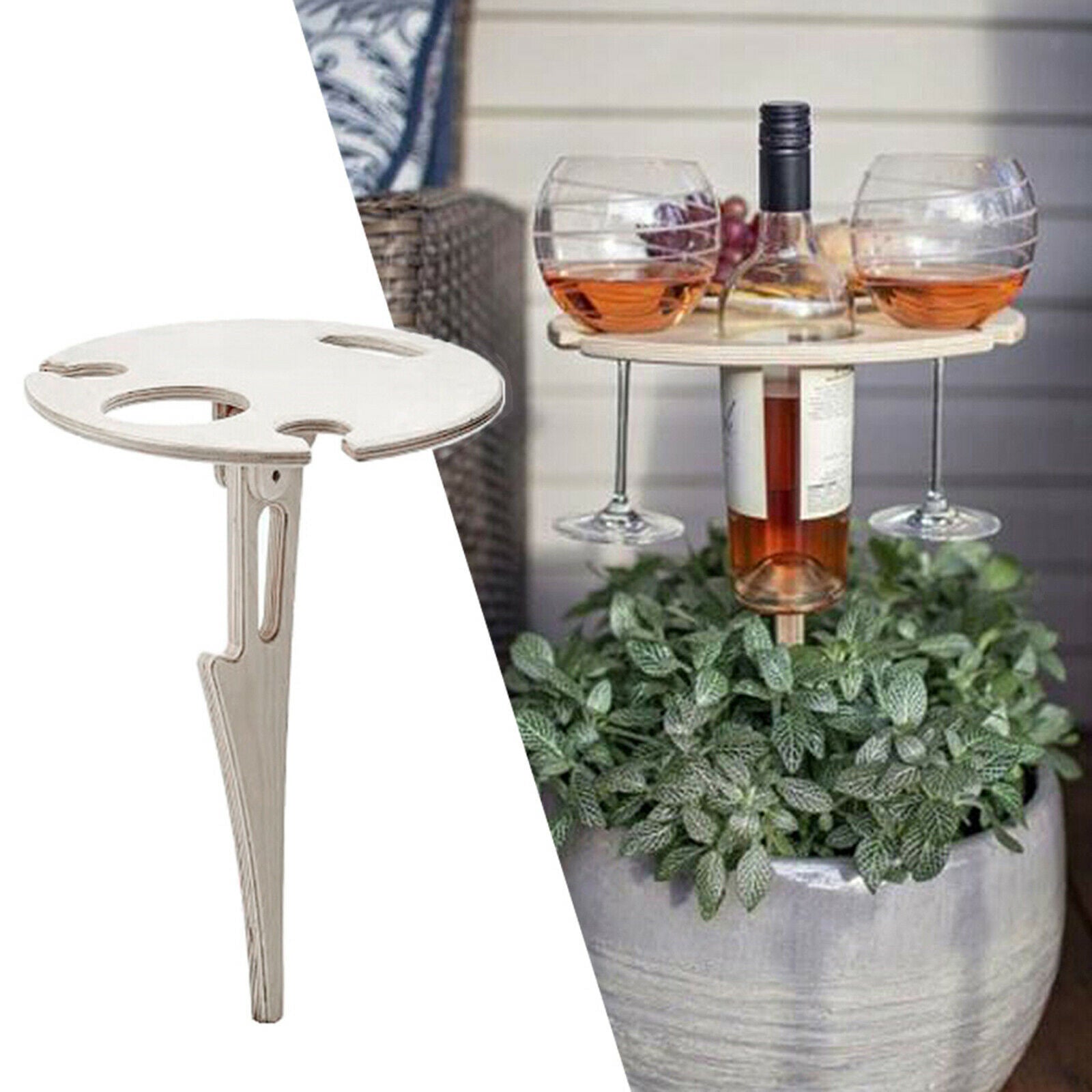 Folding Outdoor Wine Table BBQ Trip Wine Glass Bottles Holder for Beach Lawn