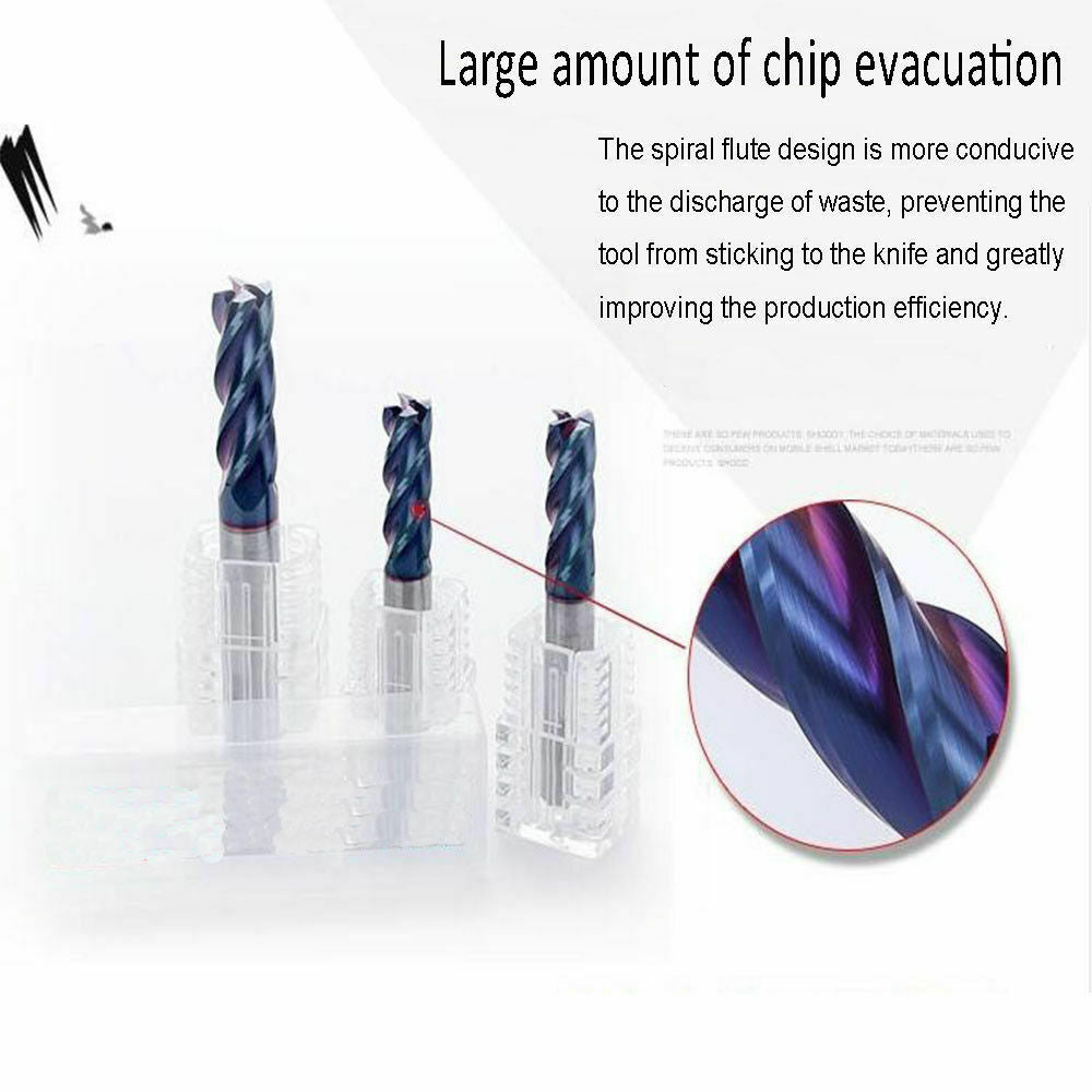 10mm HRC65° 4F Nano Tungsten Carbide End Mill Milling Cutter For Stainless Steel