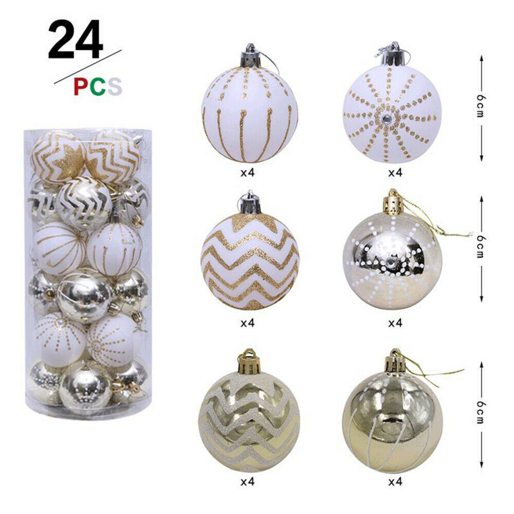 24pc Christmas Ornaments Painted Christmas Balls Christmas Tree Decoration Balls