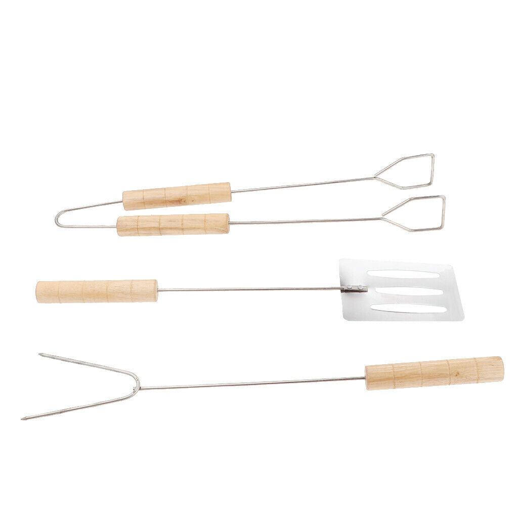 Outdoor Camping BBQ Fork Shovel Food Clamp Clip Cooking Utensils