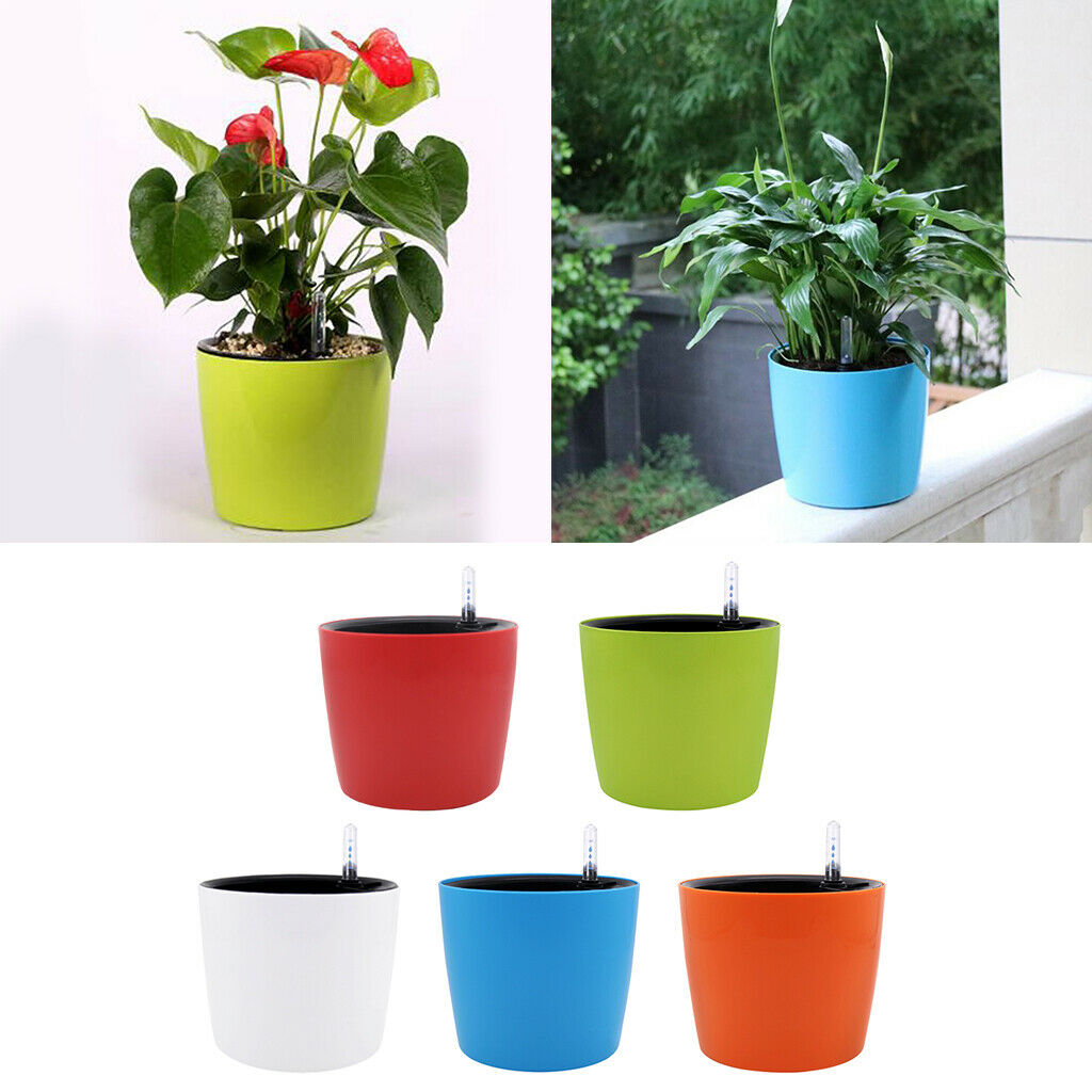 2Pcs 7'' Modern Self Watering Planter Flower Automatic Lazy Flower Planter