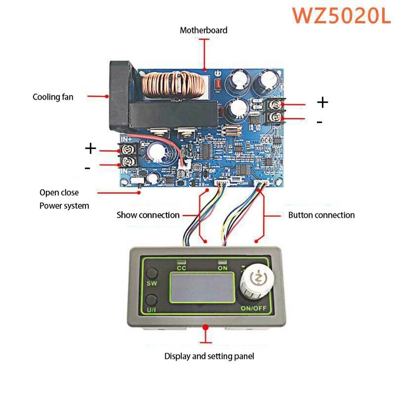 WZ5020L 20A 1000W DC DC Buck Converter CC CV Step-Down Power Module AdjustableN9