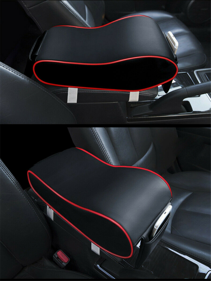 Black Leather Car Armrest Box Pad Heighten Mat Comfortable Universal for Car SUV