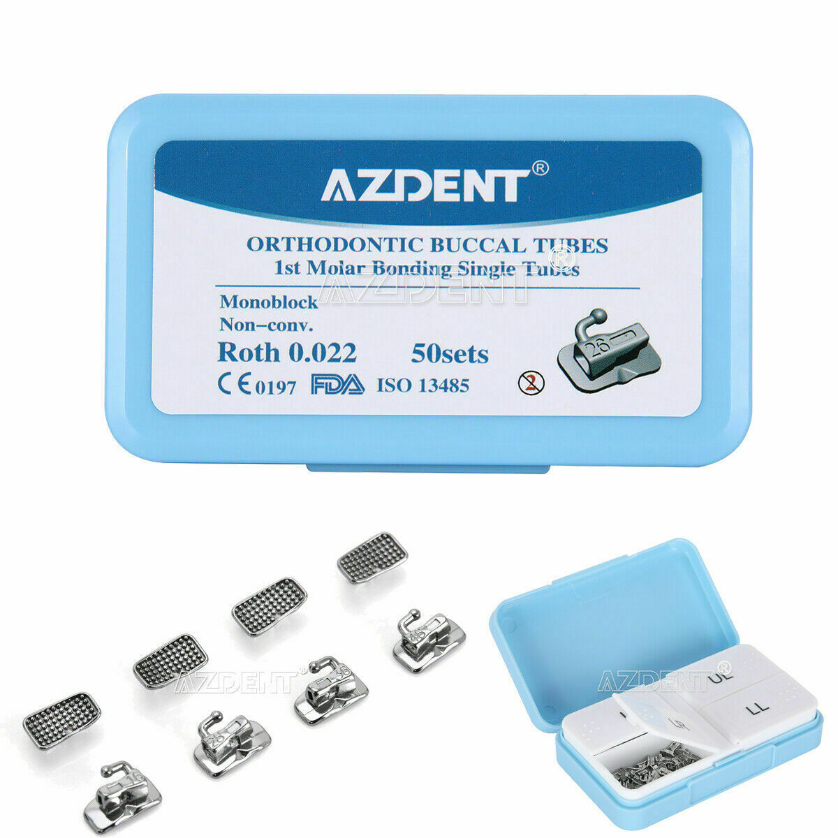 50Sets AZDENT Orthodontic Dental Sgl Buccal Tube 1st Molar Roth.022 Non-Conv