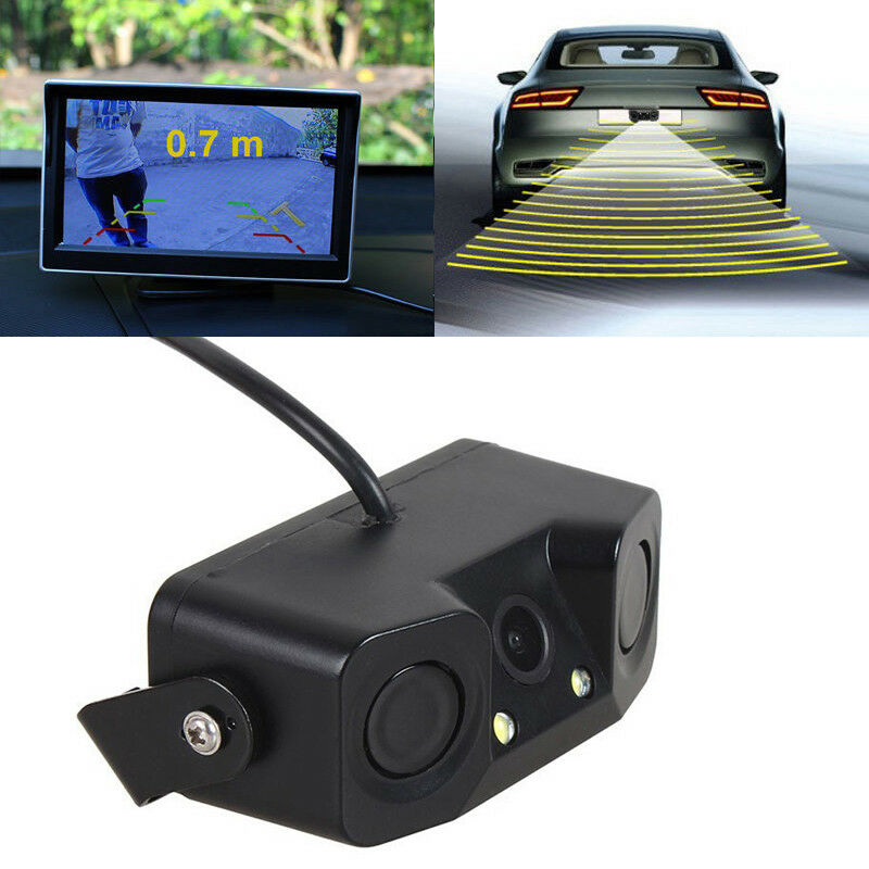 3in1 170Â° Car Visual Reversing Rear View Camera with Backup Radar Parking Sensor