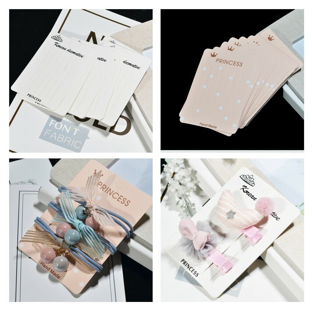 40 Pieces Jewelry Display Paper Cardboard Hair Clip Accessory Card Pink dots