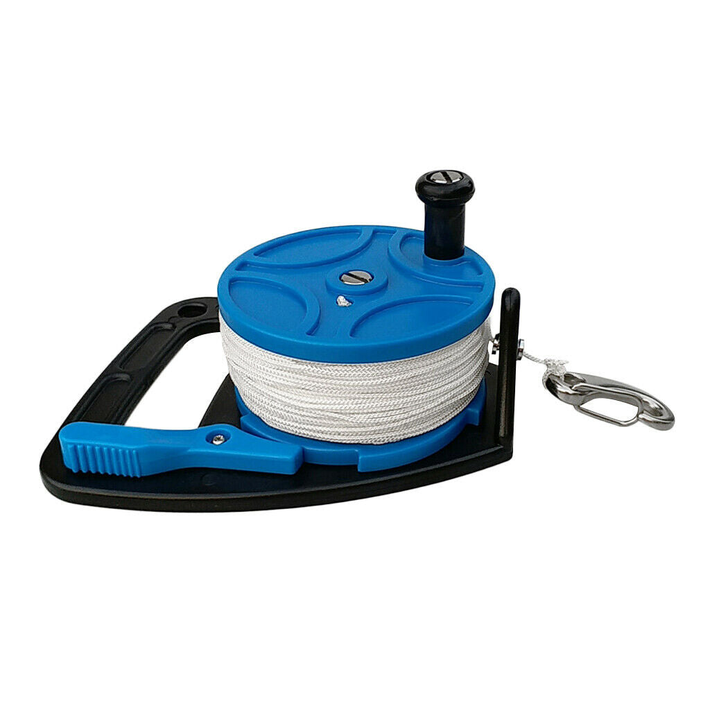 Blue Scuba Diving Diver SMB Dive Wreck Reel w/ Handle, 272ft Line, Snap Hook