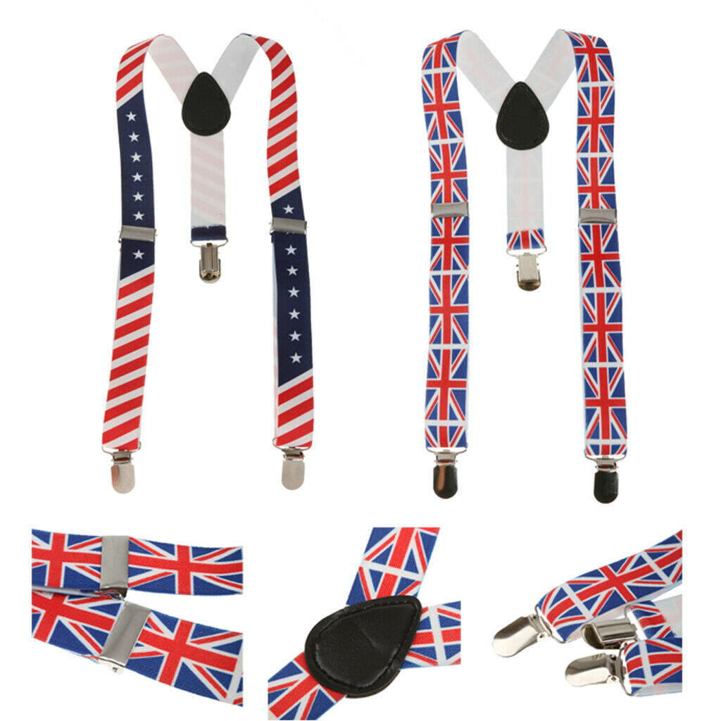 Unisex Printed Webbing Suspender Adjustable Galluse for Child the Union
