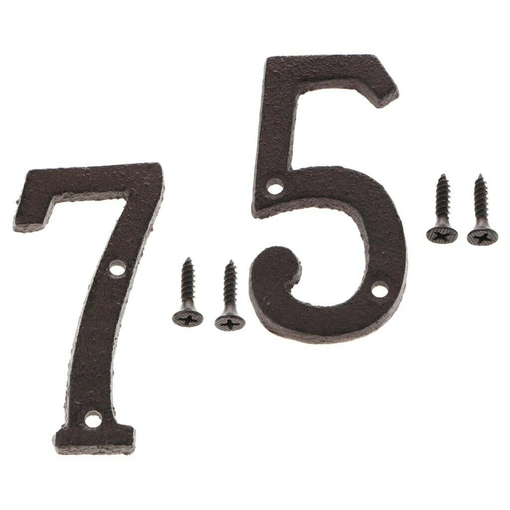 2Pcs Wrought Iron Doorplate House Number Sign Plaque 5 & 7 House Door Decor