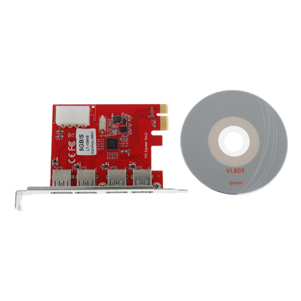 4 Ports USB 3.0 PCI-e Controller Expansion Card PCI Express Add-On Desktop
