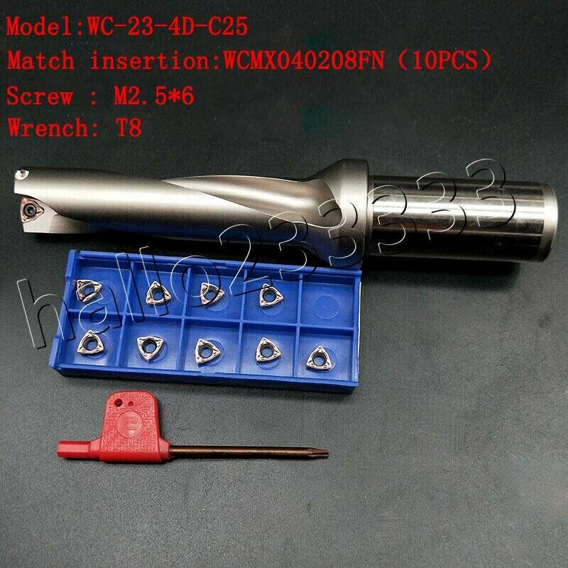 WC-23-4D-C25 Φ23mm-4D indexable U drill bit fast drill bit+WCMX040208FN inserts
