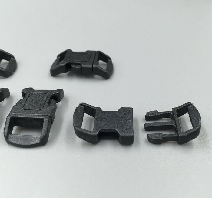 12pcs Curved Side Release Plastic Buckle for Paracord Bracelet Black 11mm