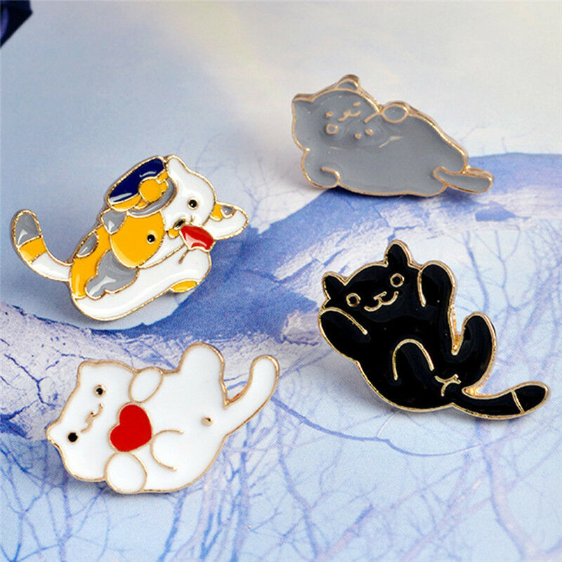 4PCS/Set Enamel Cartoon Animal Cat Brooch Pin Shirt Collar Pin Women Jewel.l8