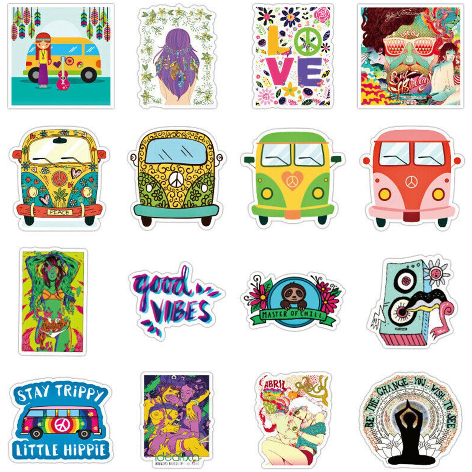 100PCS Hippie Laptop Skateboard Stickers Bomb Vinyl Luggage Decals Dope Sticke