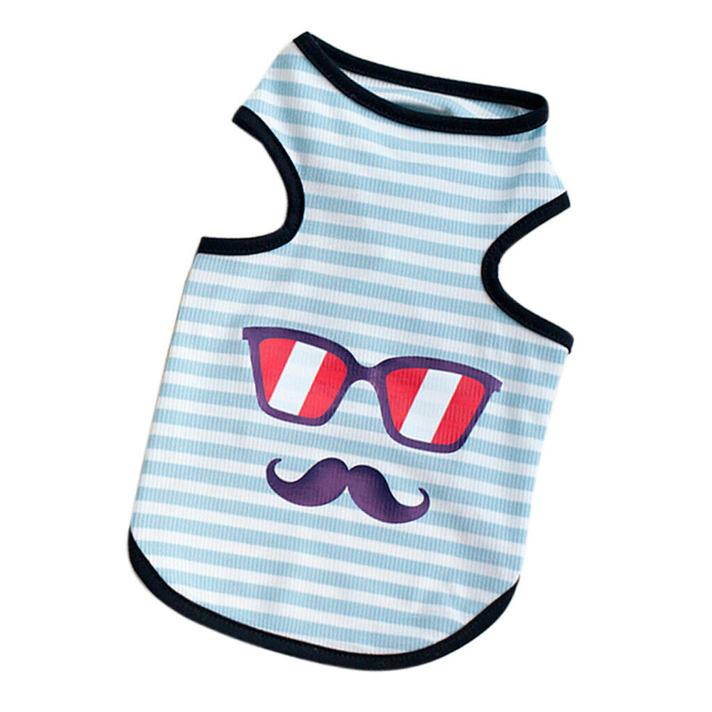 Sunglasses Print Pet Puppy Dog Cat Pet Clothes Dress Vest T Shirt Blue S