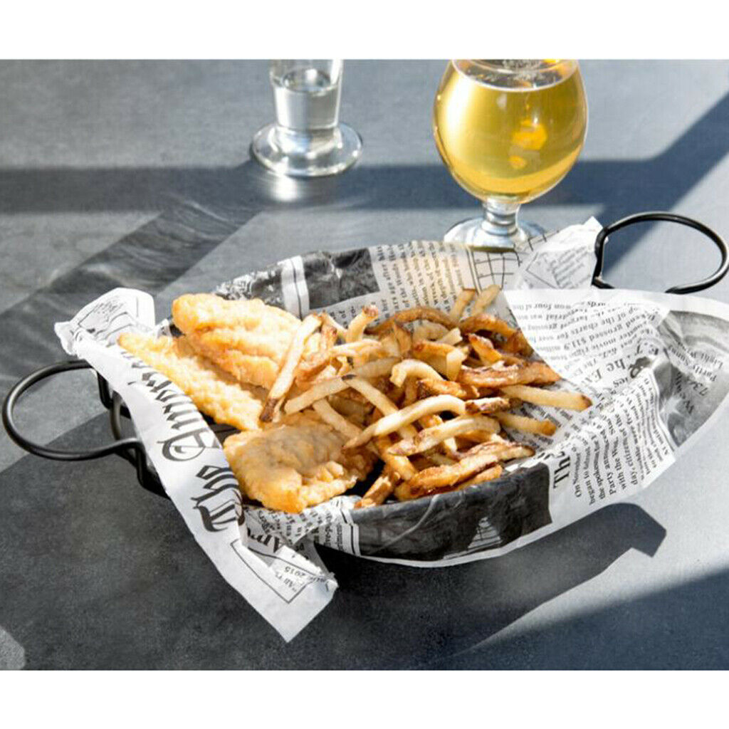 Stainless Steel French Fries Chips Appetizer Serving Basket w/ Sauce Holder