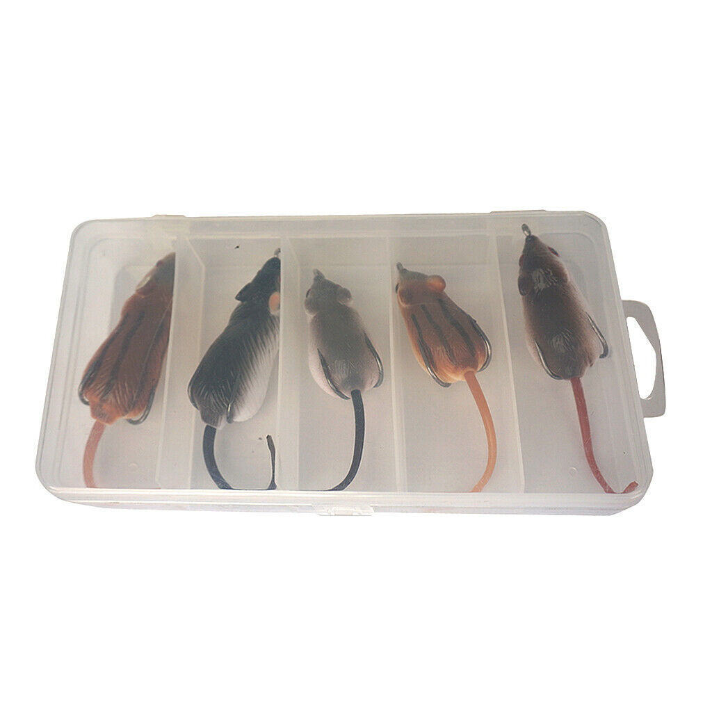 5x Bass Snakehead Bait Artificial Mouse Crankbait Fishing Lure Rat Bait