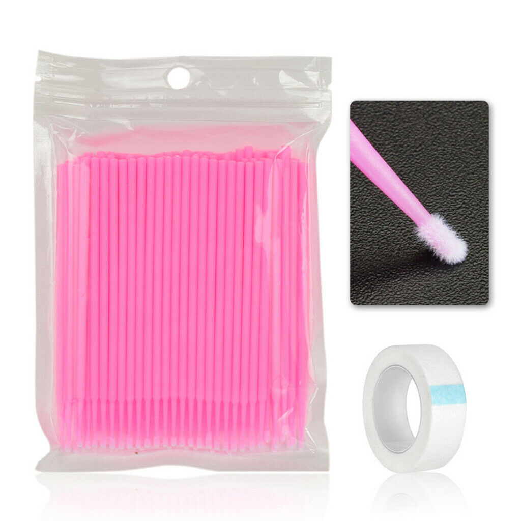 100Pcs Disposable Eyelash Extension   Swabs & Under Eye Pads Pink