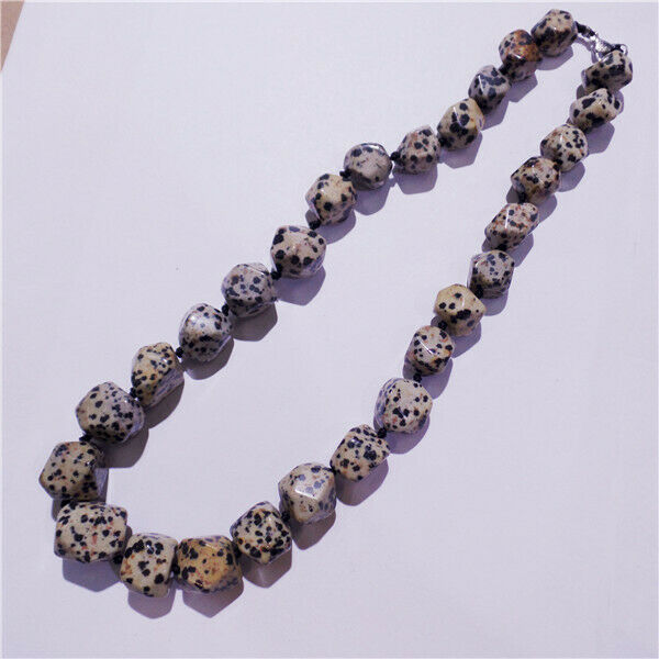 1 Strand Natural Dalmation Jasper Freeform Beads Handmade Necklace 42cm HH9156