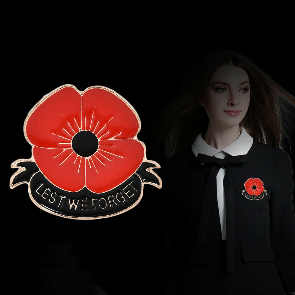Red Poppy Flower Enamel Remembrance Brooch Lapel Pin Broach Badge Banquet New