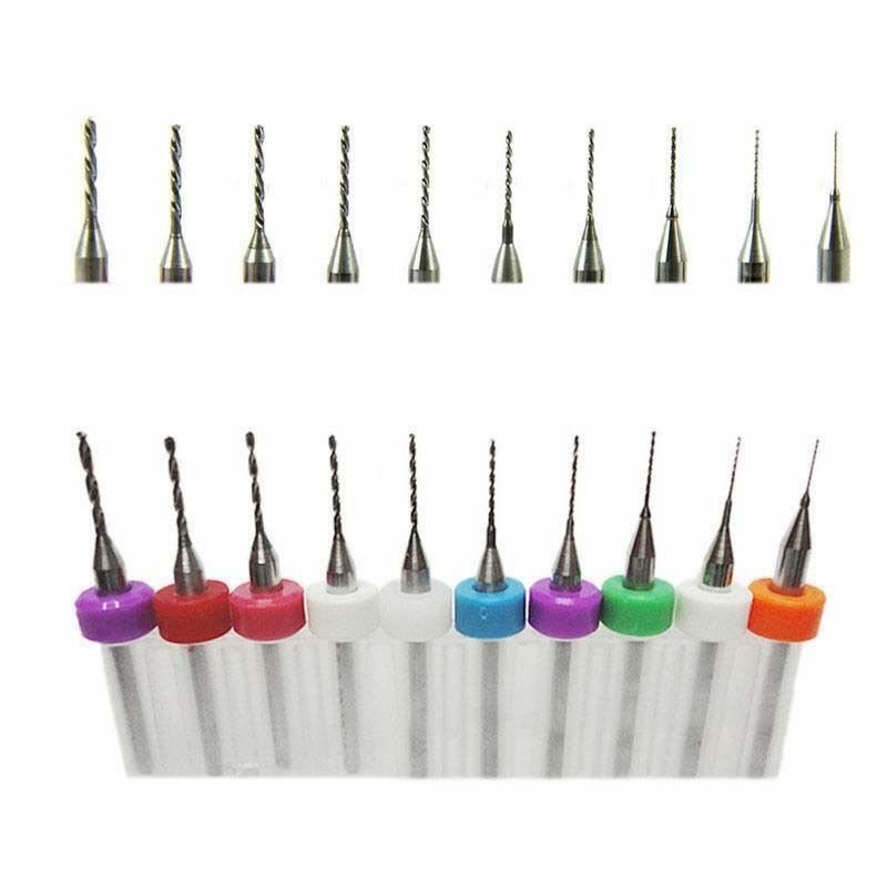10pcs PCB Print Circuit Board Carbide Micro Drill Bits Tools 0.3mm to 1.2 mm Kit
