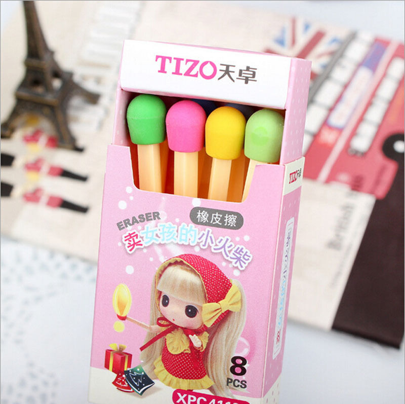 Funny Cute Match Rubber Pencil Eraser Set Stationery Elegant  Party Gift B Tt