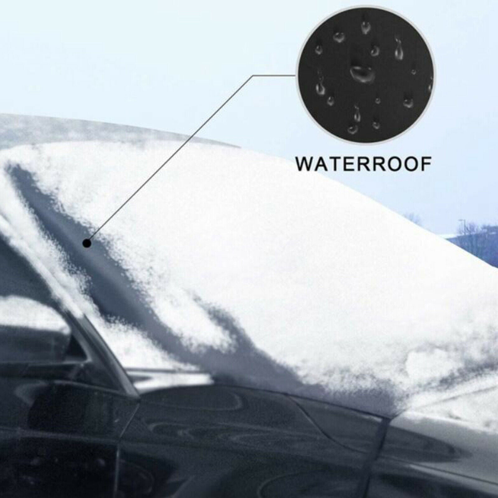 Black Front Car Windshield Snow Cover with 6 Magnetic, Wiper Protector all