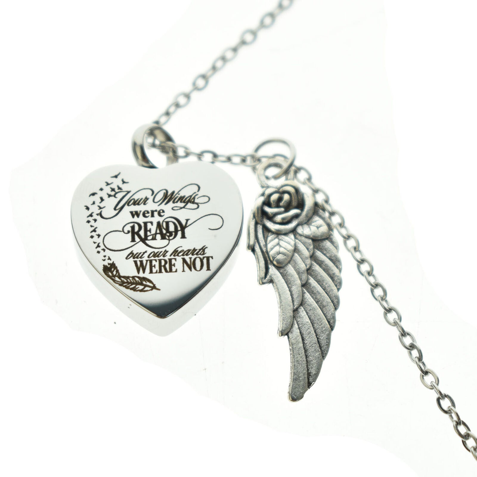 New Your Wings were Ready But Our Hearts were Not Heart Cremation Memorial Urn