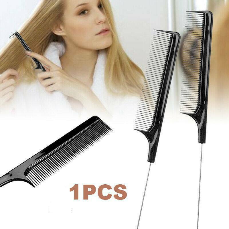 22cm Useful Fine-tooth Metal Pin Hairdressing Hair Style Rat Tail Comb Black /