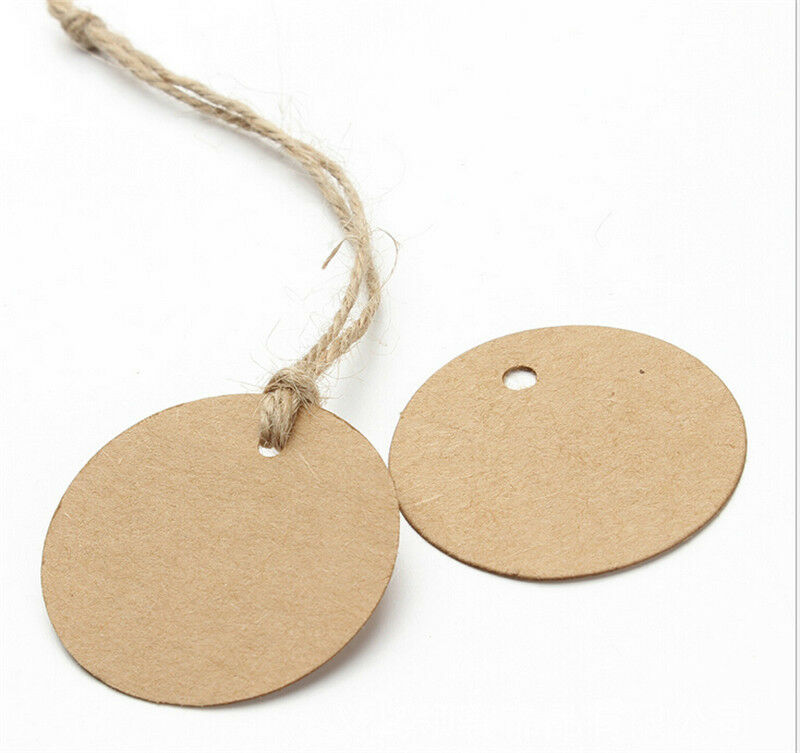 100pcs Round Brown Tags Price Blank Label Luggage Hang Paper Kraft J.l8