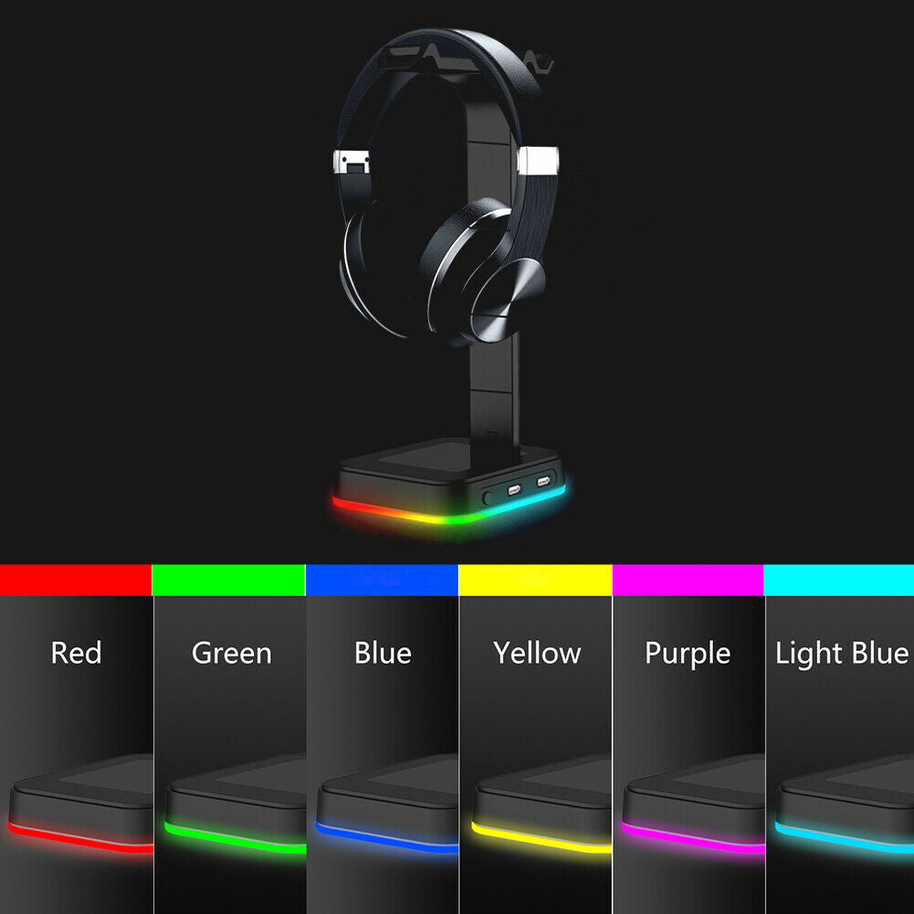 D9 RGB Headphone Holder PC Gamer Headset Desk Bracket Display Stand Support