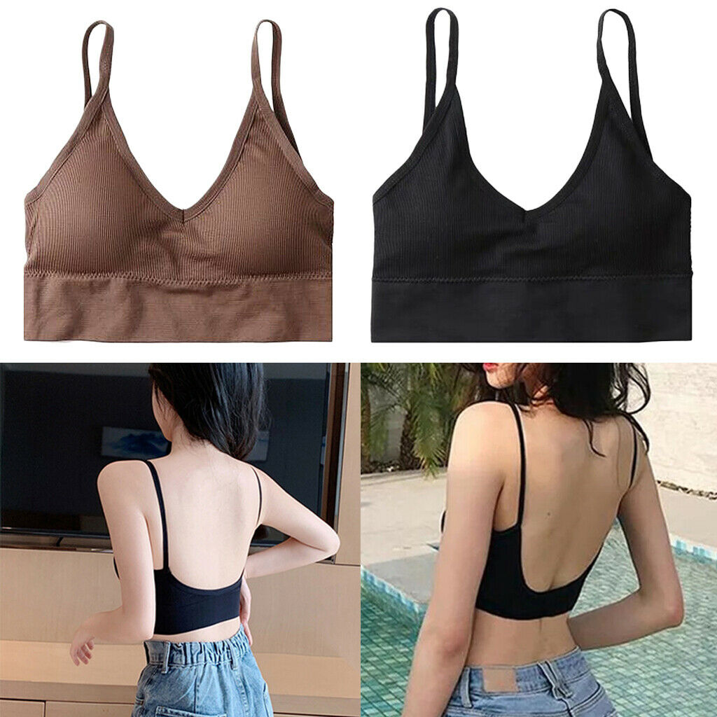 2PCS Women's Bralette Spaghetti Straps Comfort Bra Bustier Crop Top Yoga Bra