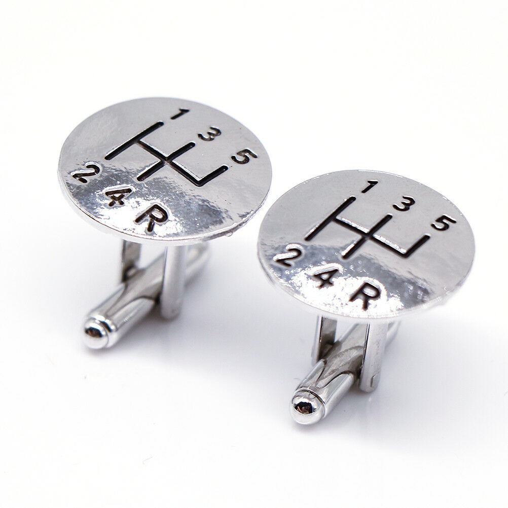 New Fashion Unisex Metal Plain Car Shift Cufflinks Wedding Shirt Cuff Buttons BD