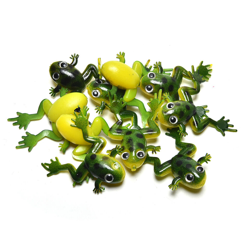 10x Artificial Lifelike Soft Baits Frog Lures Fishing Tackle Bait Silicon.l8