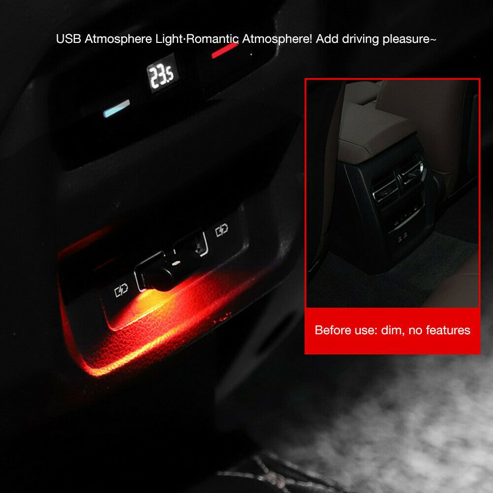 USB LED Car Interior Lamp Neon Auto Atmosphere Ambient Light Bulb Accessories