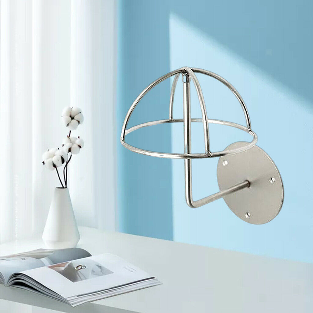 Decorative Wall Mounted Wire Stainless Steel   Wig Display Rack Dome Shape