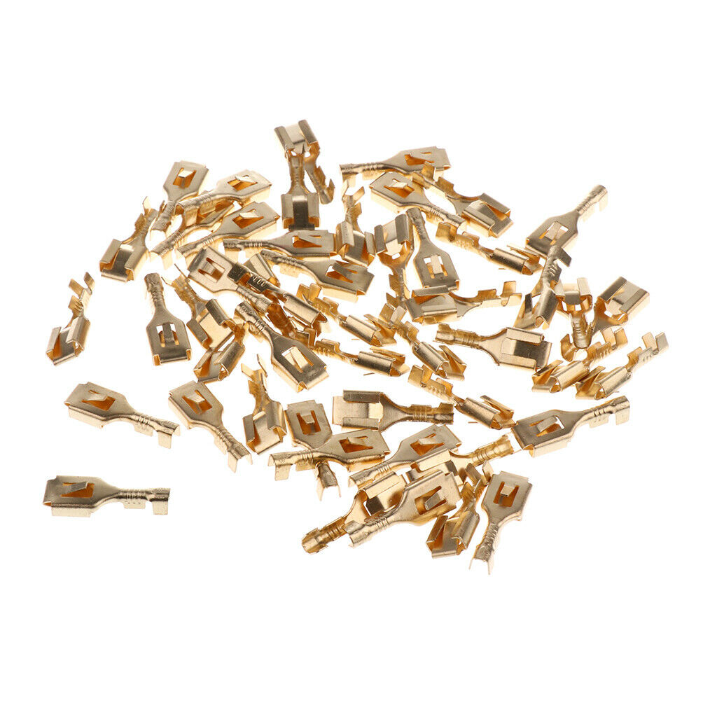 50 Pieces Female Spade Cable Wire Terminals for 6.3mm Connectors