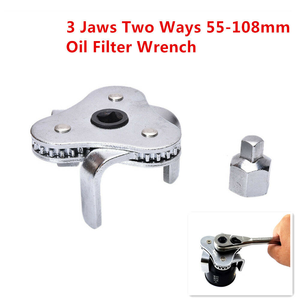 3 Jaws Two Ways 55-108mm Oil Filter Wrench Spanner Remover Adjustable Universal