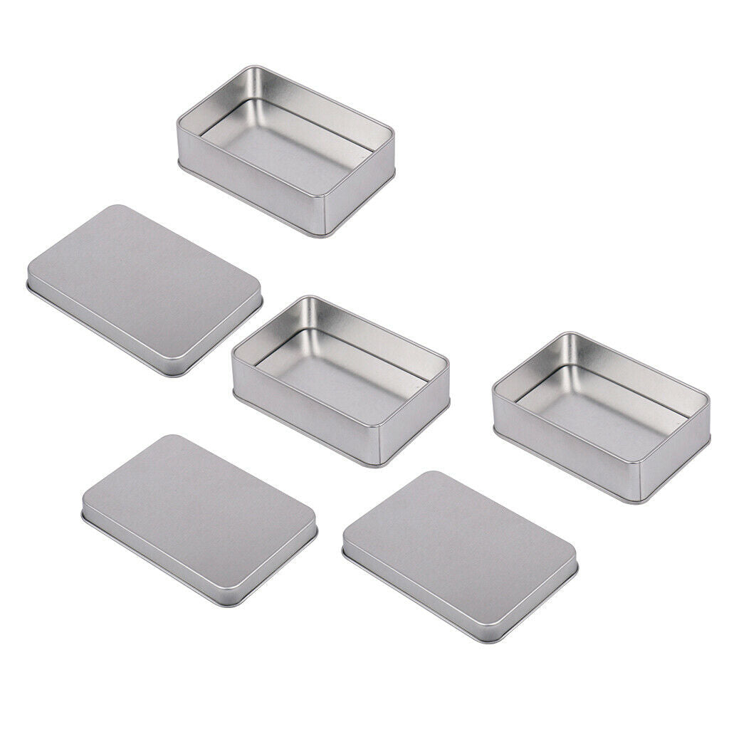 3x Rectangle Small Metal Tin Storage Box Case For Badge Money Coin Candy Key