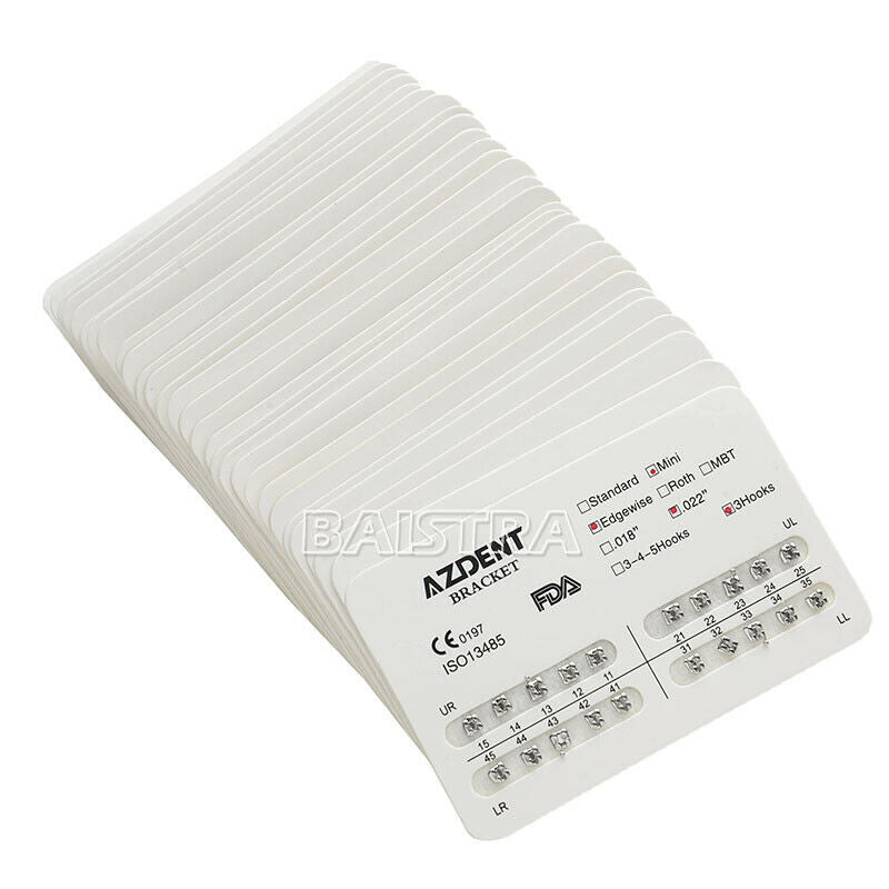 20 Packs AZDENT Dental Orthodontic Bracket Braces Mini Edgewise .022 Hooks on 3