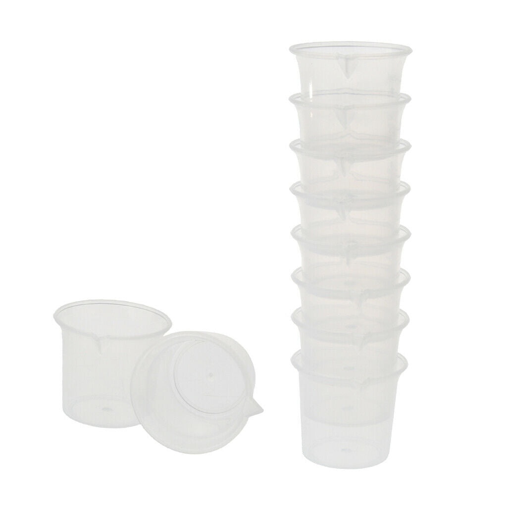 10 Pcs Lab Kitchen Clear Plastic Measuring Cups Jug Cups 25ml Food Grade